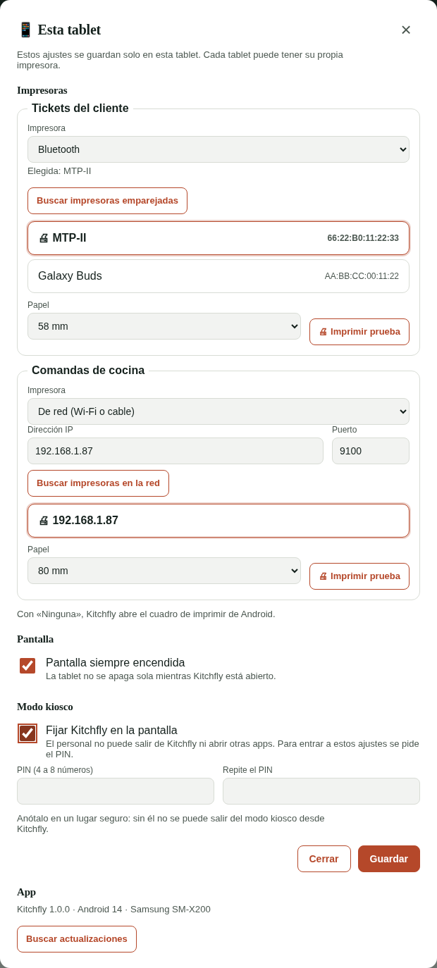 Ajustes de esta tablet