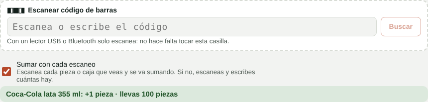 Escanear durante el conteo completo