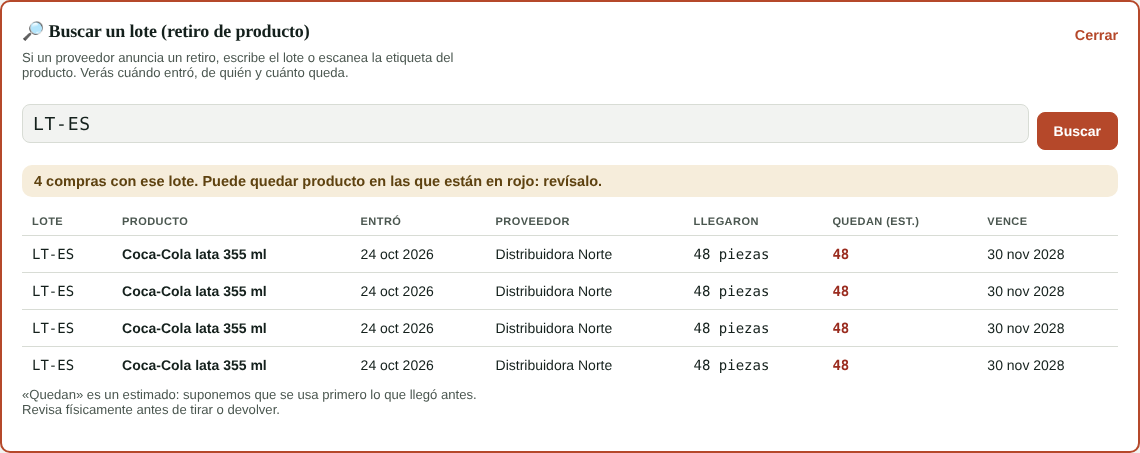 Buscar un lote