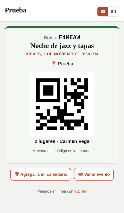 Boleto con código QR