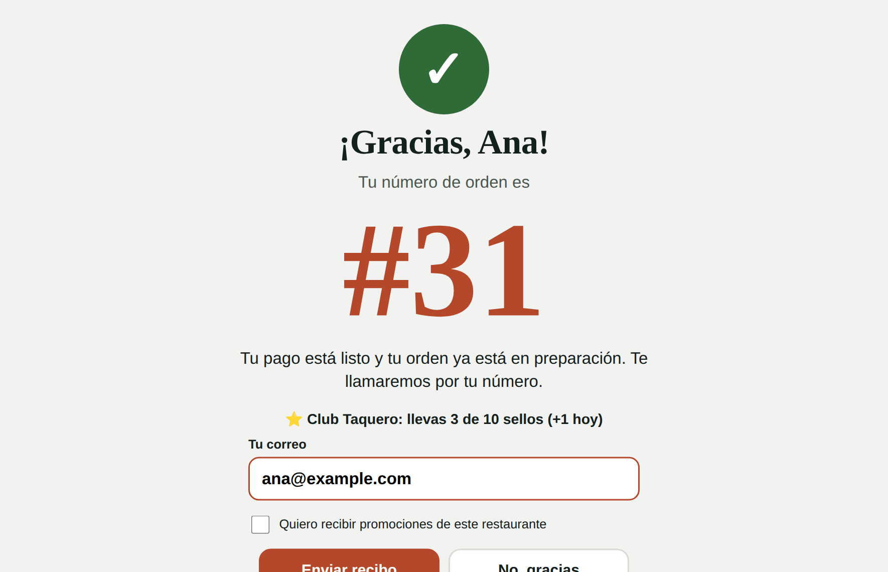 Recibo por correo