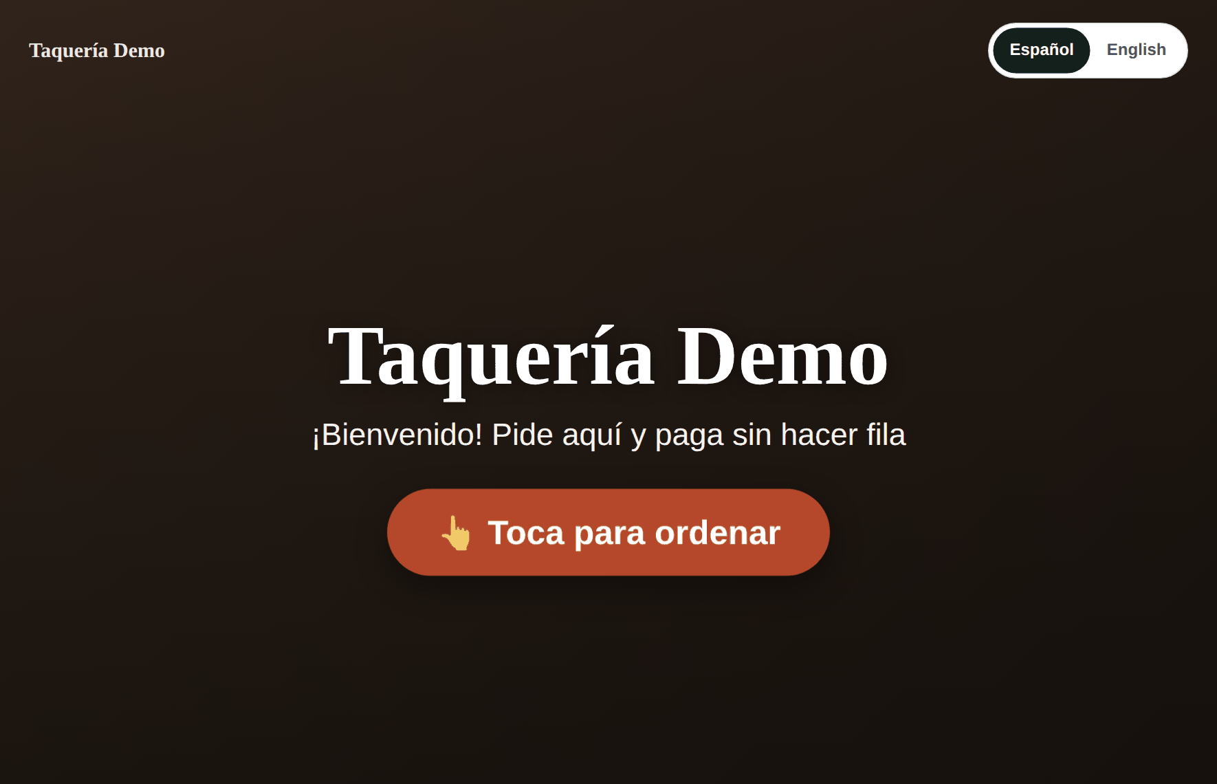 Pantalla de inicio del kiosco