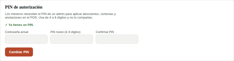 PIN de autorización