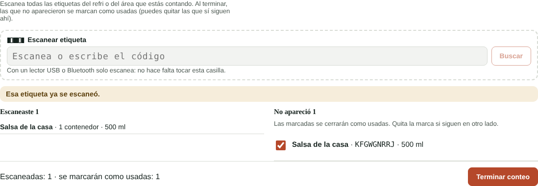 Contar las etiquetas del refri