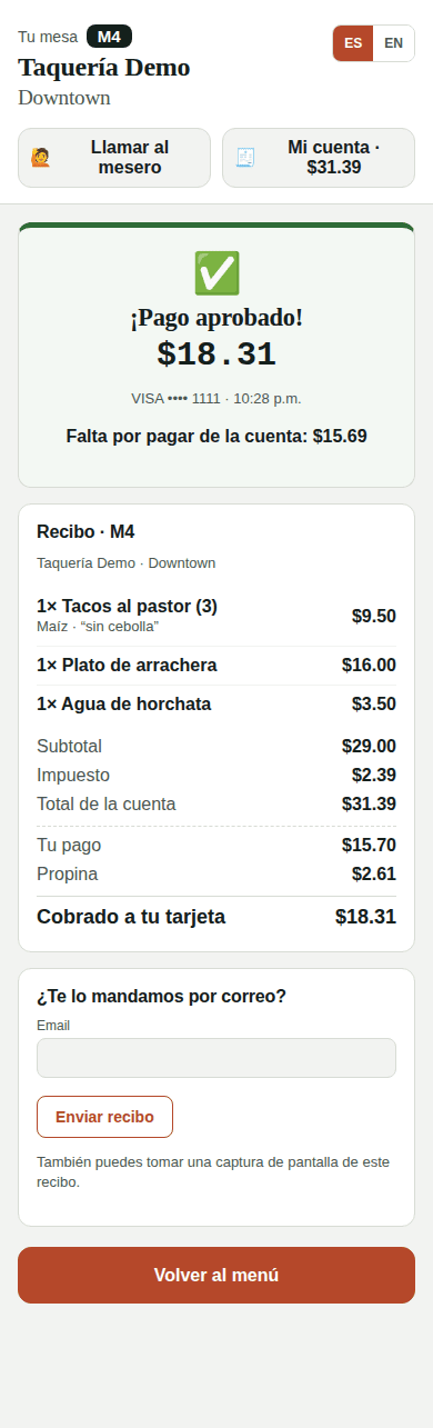 Recibo en el celular