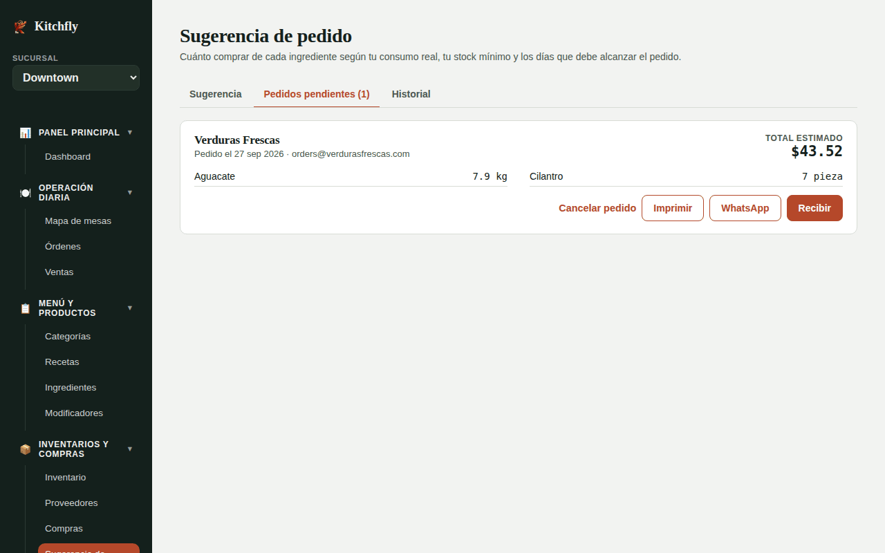 Recibir un pedido
