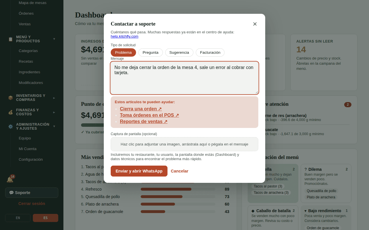 Contactar a soporte