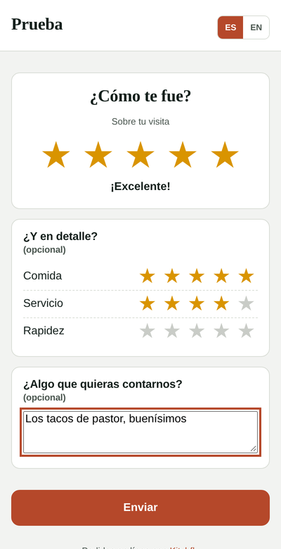 Encuesta para el cliente