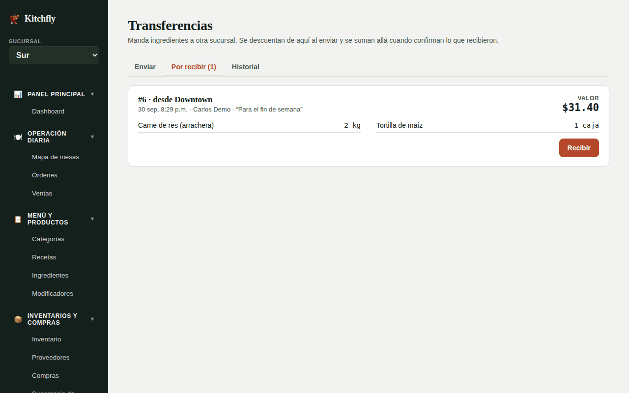 Recibir una transferencia