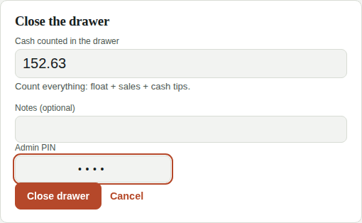 Closing the drawer