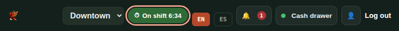 Time clock button in the POS