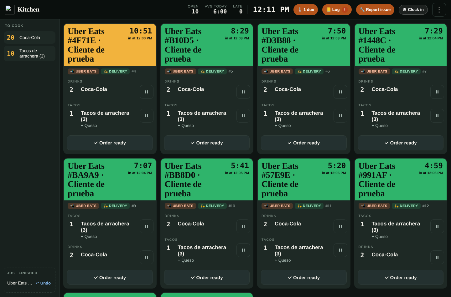 App orders on the kitchen display