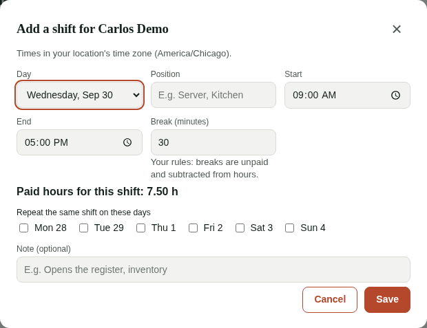 Add a shift
