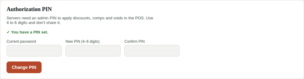 Authorization PIN