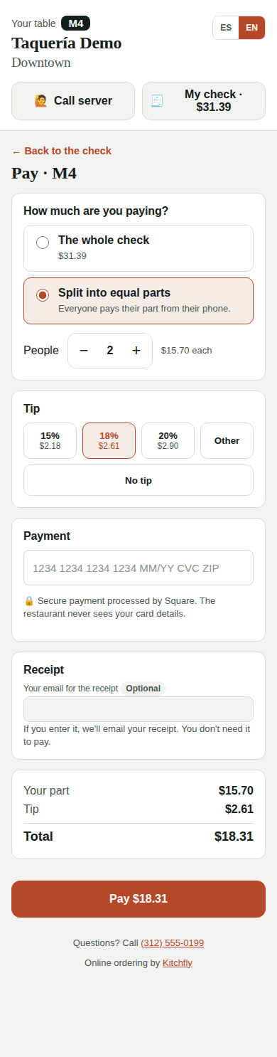 Paying an equal part with a tip