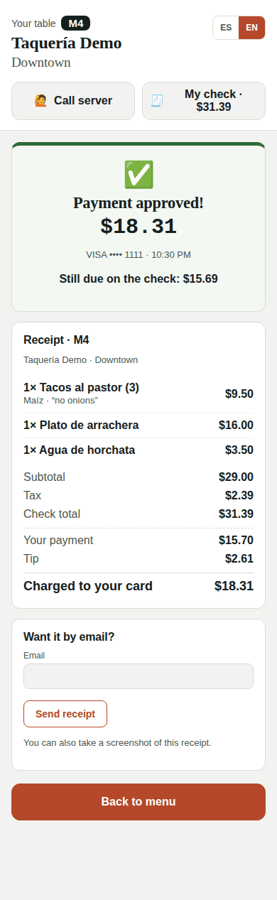 Receipt on the phone