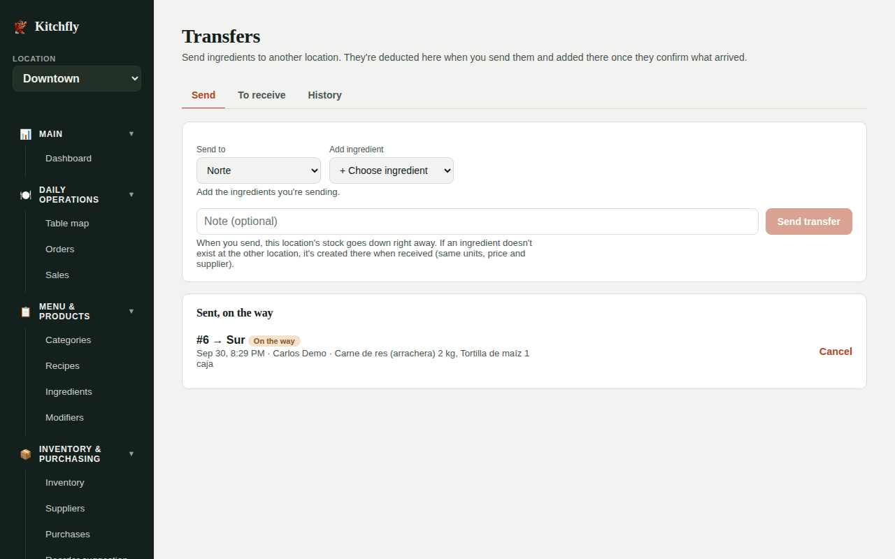 Send a transfer