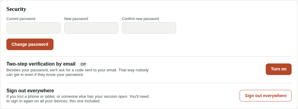 My Account → Security