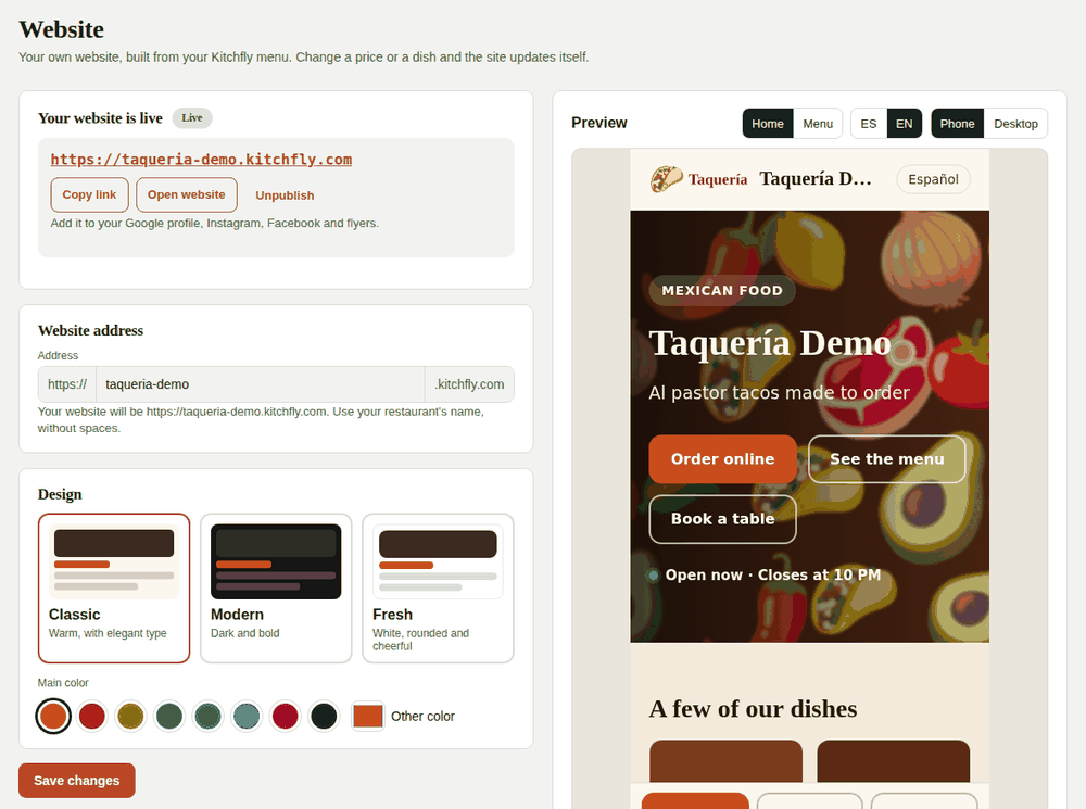 Website in Kitchfly